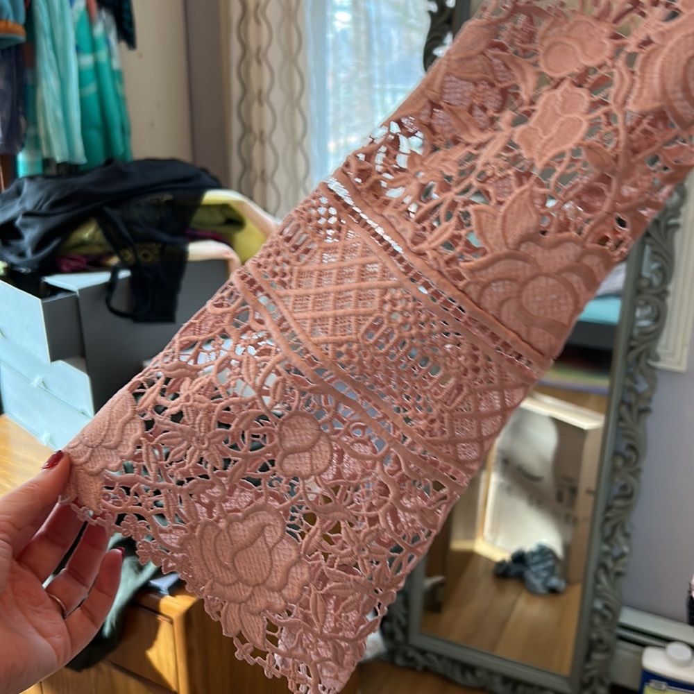 NWT Nanette Lepore Pink/black Lace formal top - Picture 2 of 6